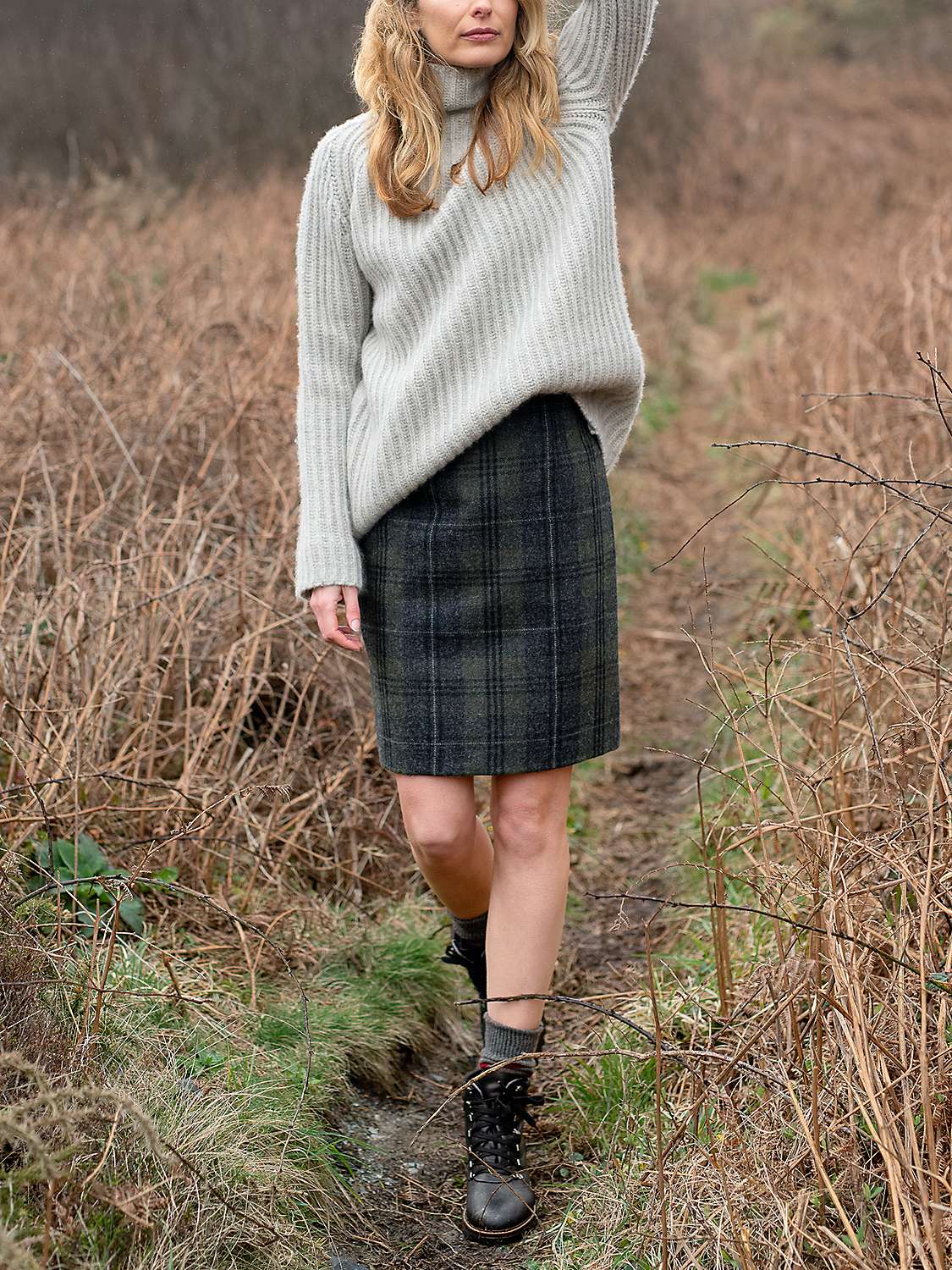 Buy Celtic & Co. Check Wool Pencil Skirt, Cairngorn Heath Online at johnlewis.com