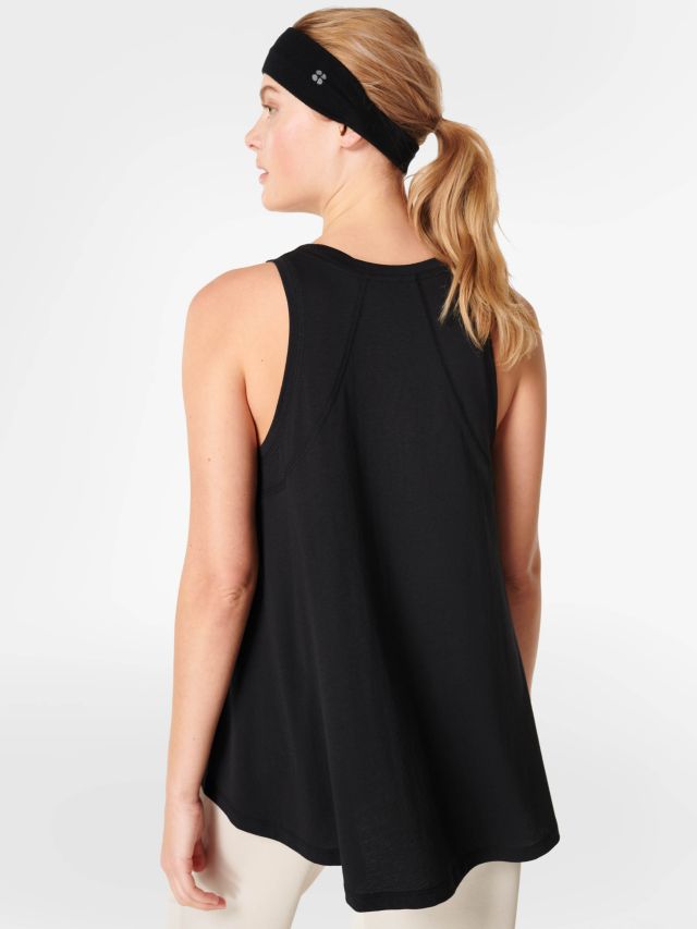 Sweaty Betty Easy Peazy Cotton Blend Vest Top, Black, XXS