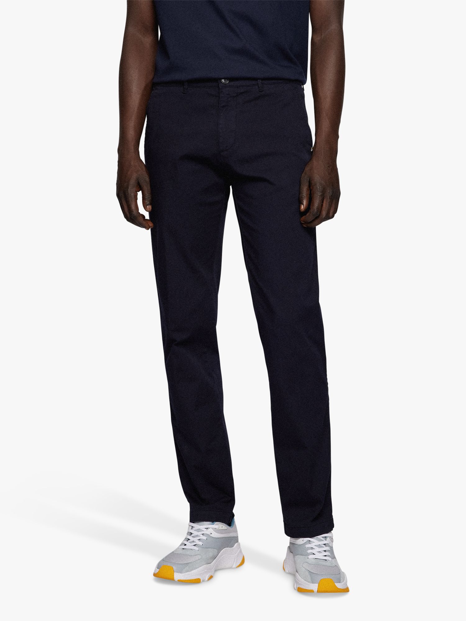 HUGO BOSS Crigan 3-D Cotton Straight Fit Trousers, Dark Blue