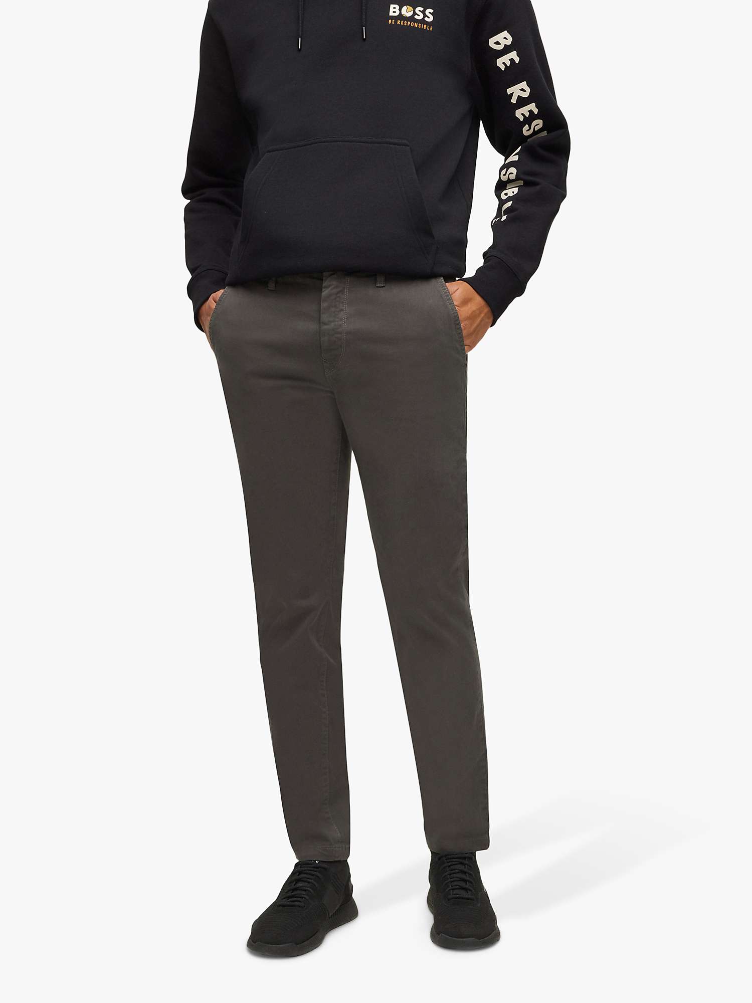 Buy BOSS Schino Taber Slim Chinos, Charcoal Online at johnlewis.com