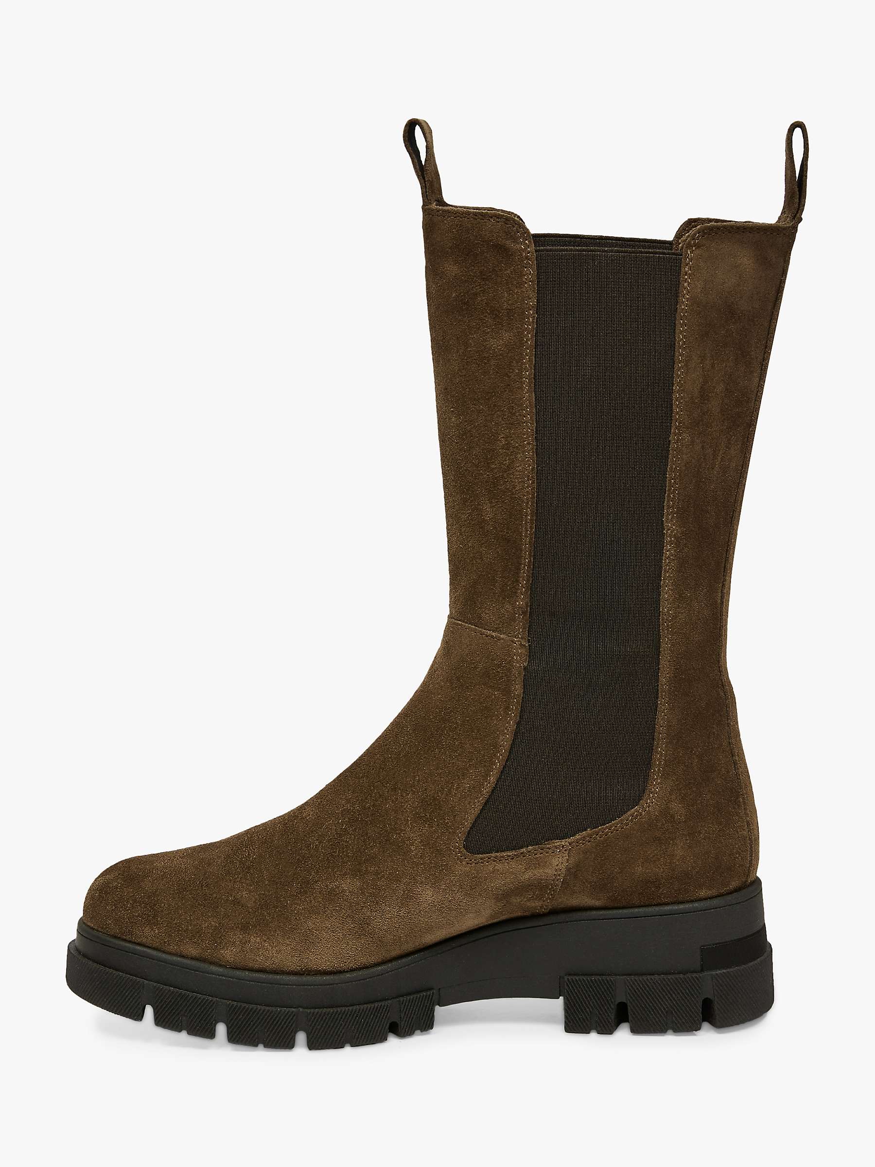 Buy Celtic & Co. Suede Chunky Tall Chelsea Boots, Tanners Brown Online at johnlewis.com