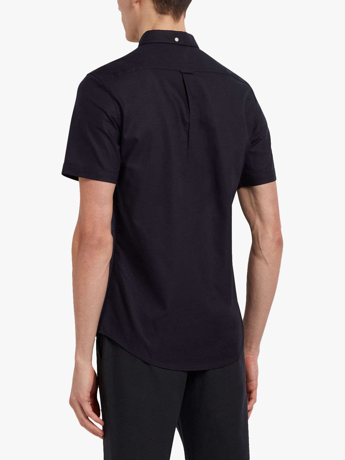 Farah Brewer Slim Fit Short Sleeve Organic Cotton Oxford Shirt, Navy, S