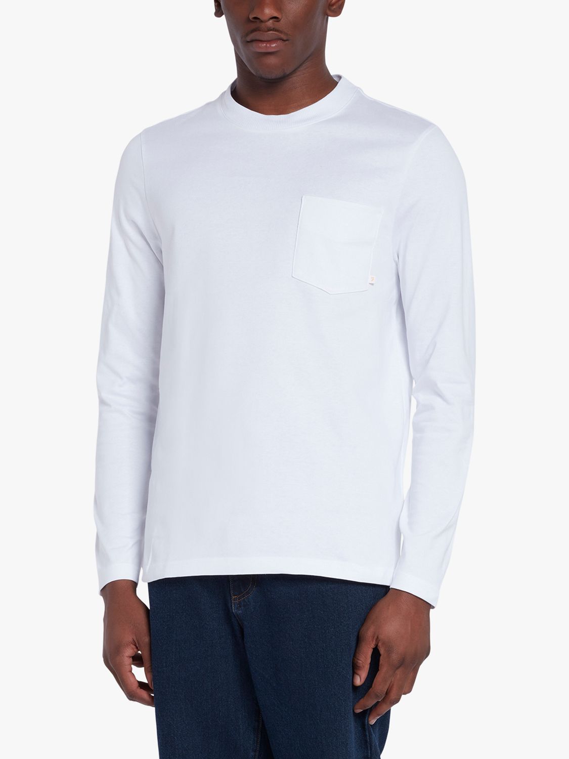Farah Weymouth Long Sleeve Organic Cotton T-Shirt, White, S
