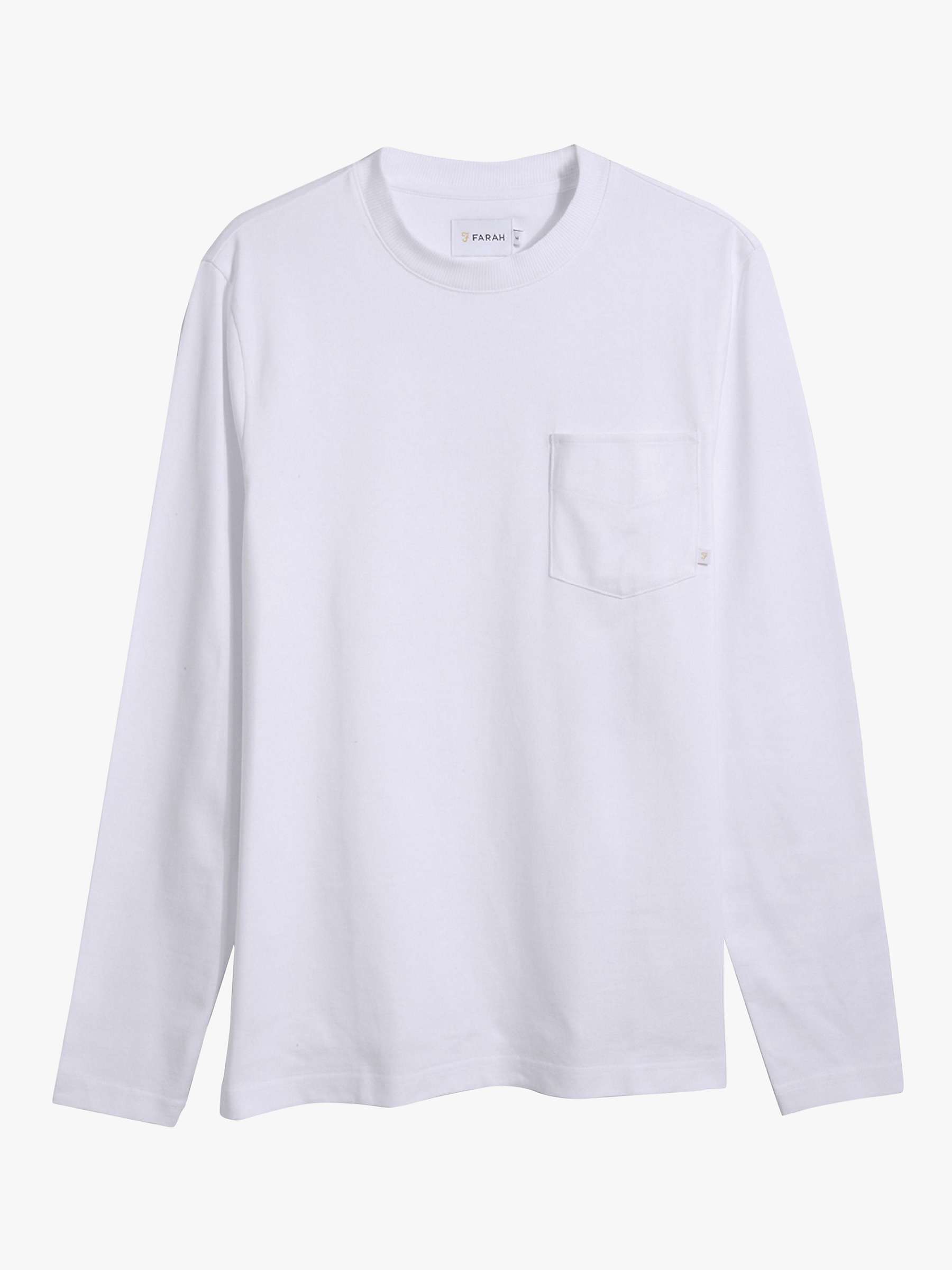 Buy Farah Weymouth Long Sleeve Organic Cotton T-Shirt, White Online at johnlewis.com