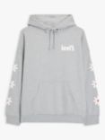 Levi's Floral Sleeve Cotton Hoodie, Heather Grey