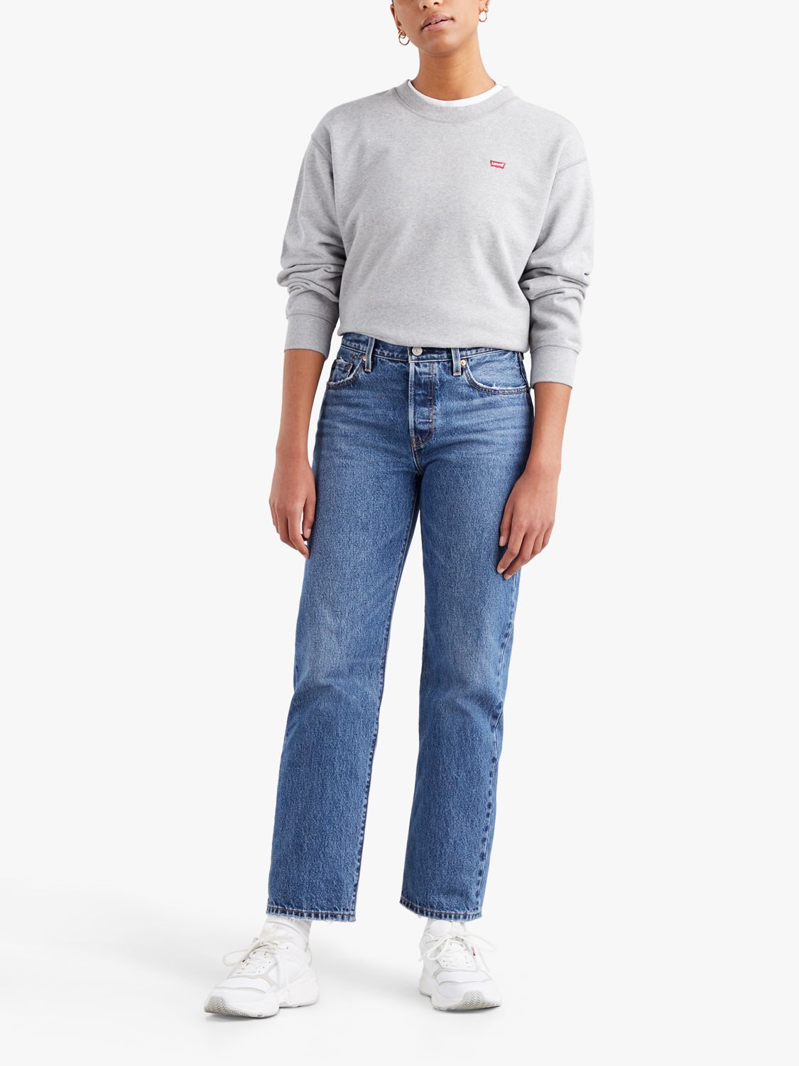 Levi's Standard Fit Crew Neck Jumper, Starstruck Heather Grey at John ...