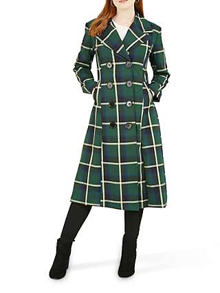 Yumi Checked Fitted Retro Coat