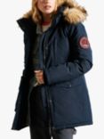 Superdry Original & Vintage Everest Faux Fur Parka Jacket, Eclipse Navy