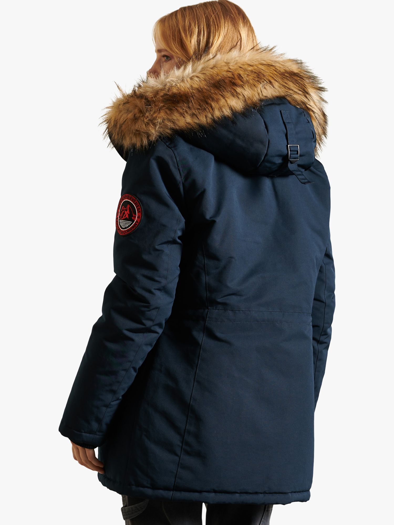 Buy Superdry Original & Vintage Everest Faux Fur Parka Jacket, Eclipse Navy Online at johnlewis.com
