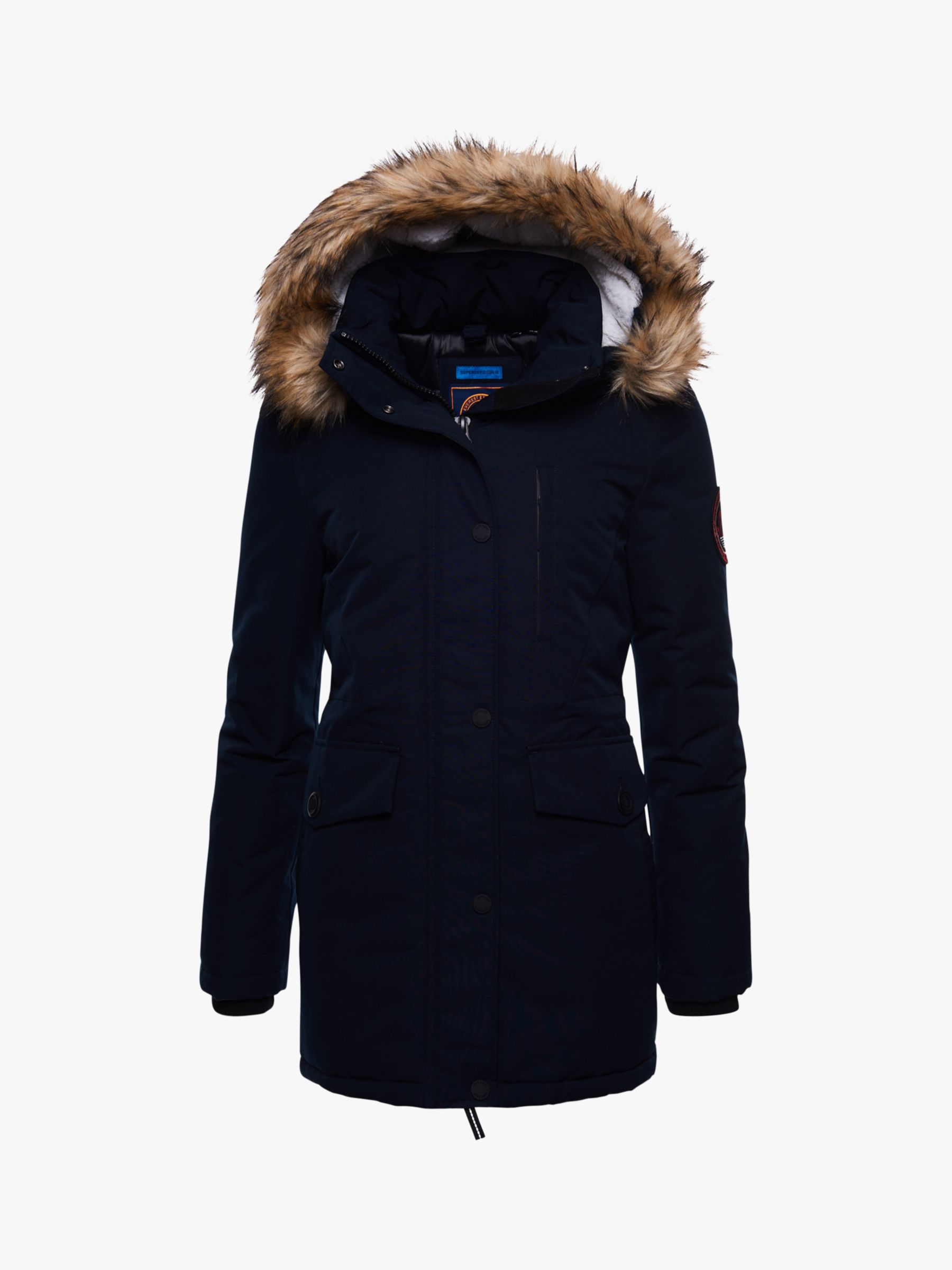 Buy Superdry Original & Vintage Everest Faux Fur Parka Jacket, Eclipse Navy Online at johnlewis.com