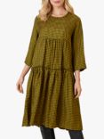 Masai Nykia Gingham Tiered Dress, Olive Oil