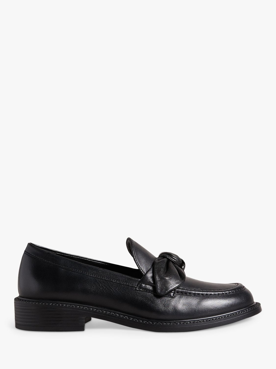 Ted Baker Lacy Leather Bow Loafers, Black at John Lewis & Partners