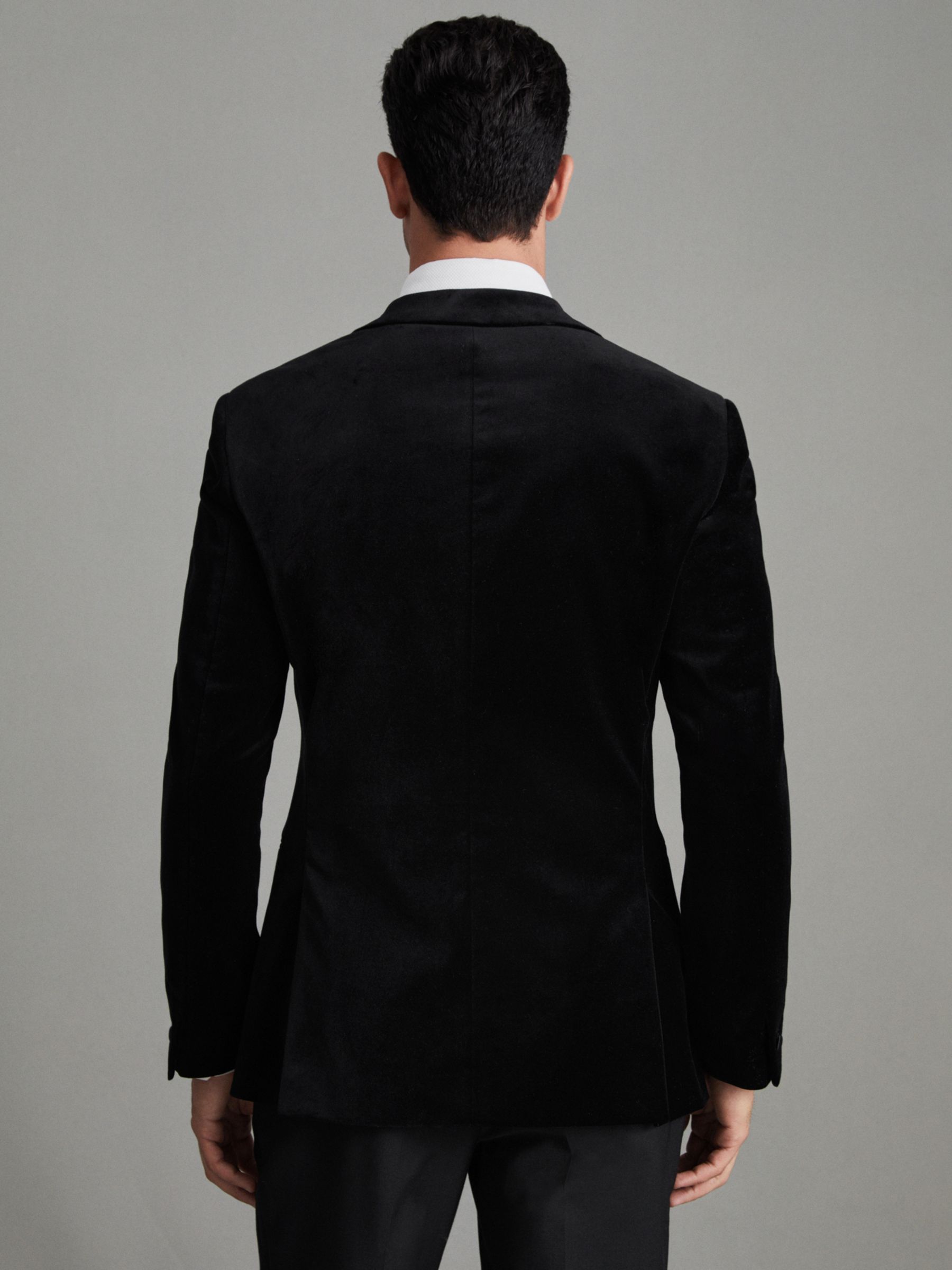 Reiss Ace Velvet Dinner Suit Jacket, Black at John Lewis & Partners