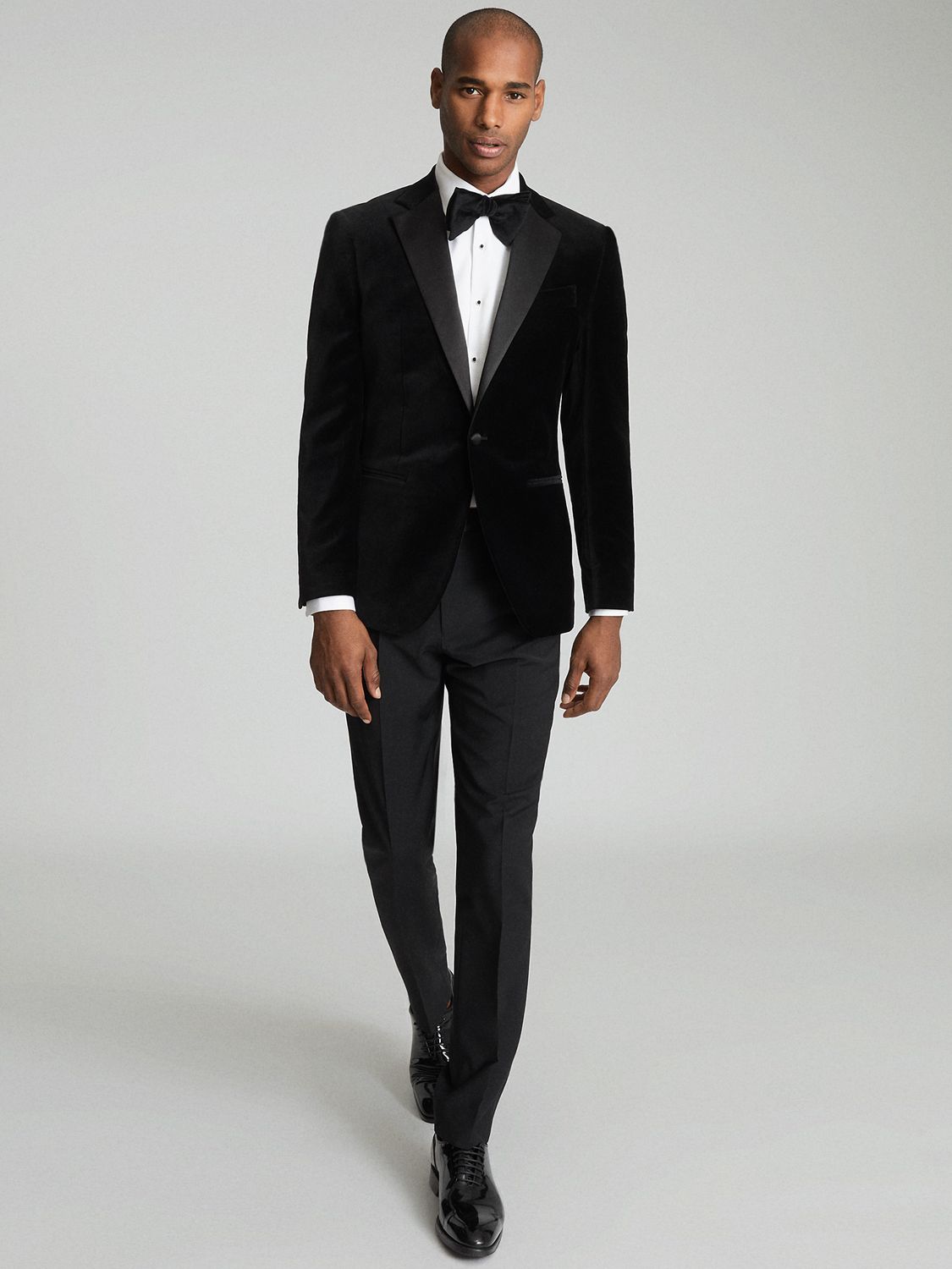Reiss Ace Velvet Dinner Suit Jacket, Black at John Lewis & Partners