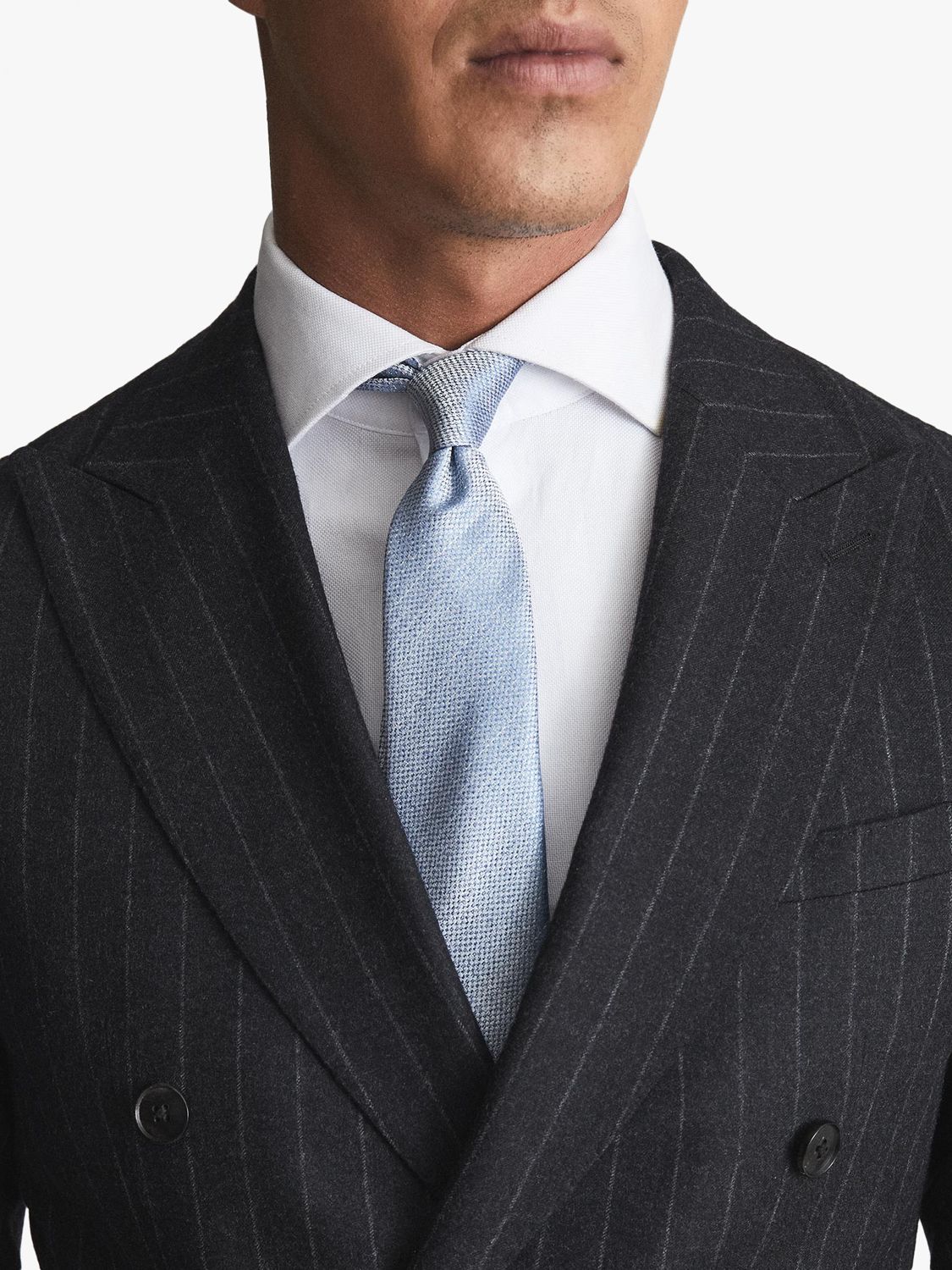 Reiss Ceremony Textured Silk Tie, Airforce Blue at John Lewis & Partners