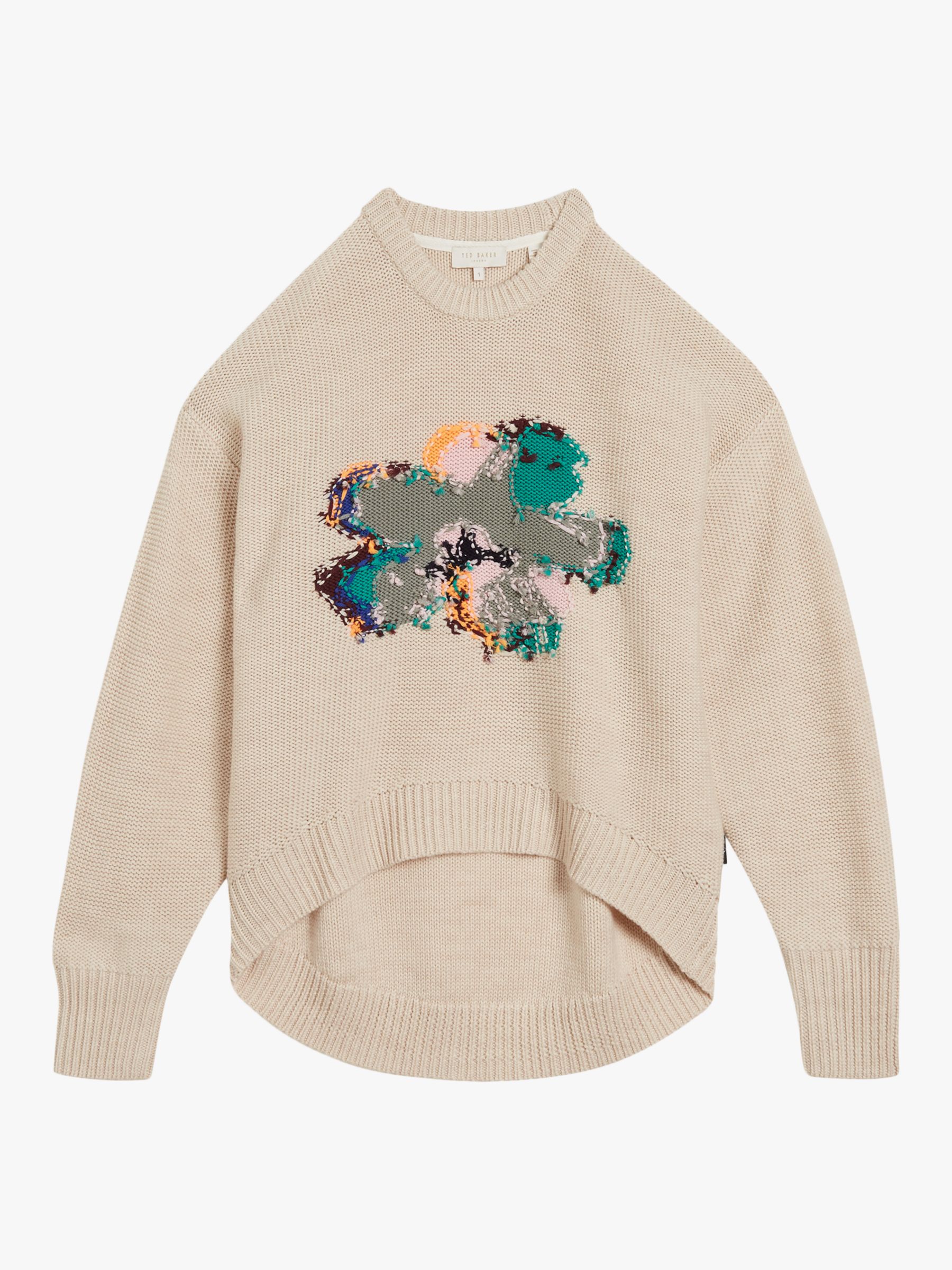 Ted Baker Long Sleeve Embroidered Flower Sweatshirt in Light