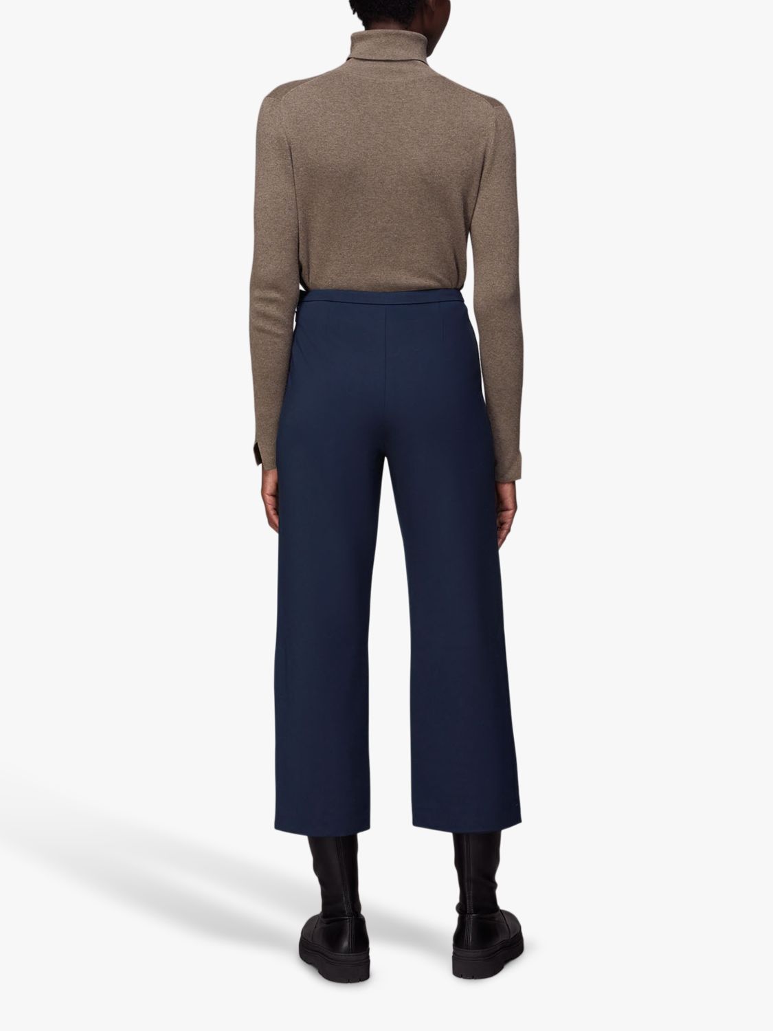 Whistles Camilla Wide Leg Trousers, Navy at John Lewis & Partners