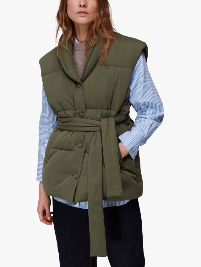 Khaki Knitted Button Through Vest, WHISTLES