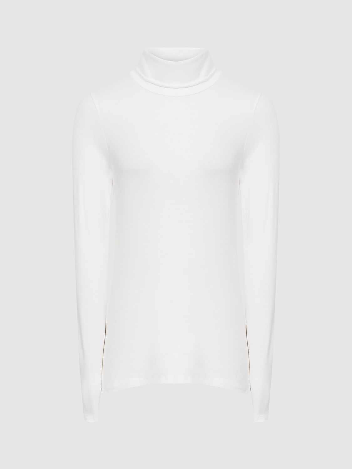 Reiss Phoebe Roll Neck Jersey Top, White at John Lewis & Partners