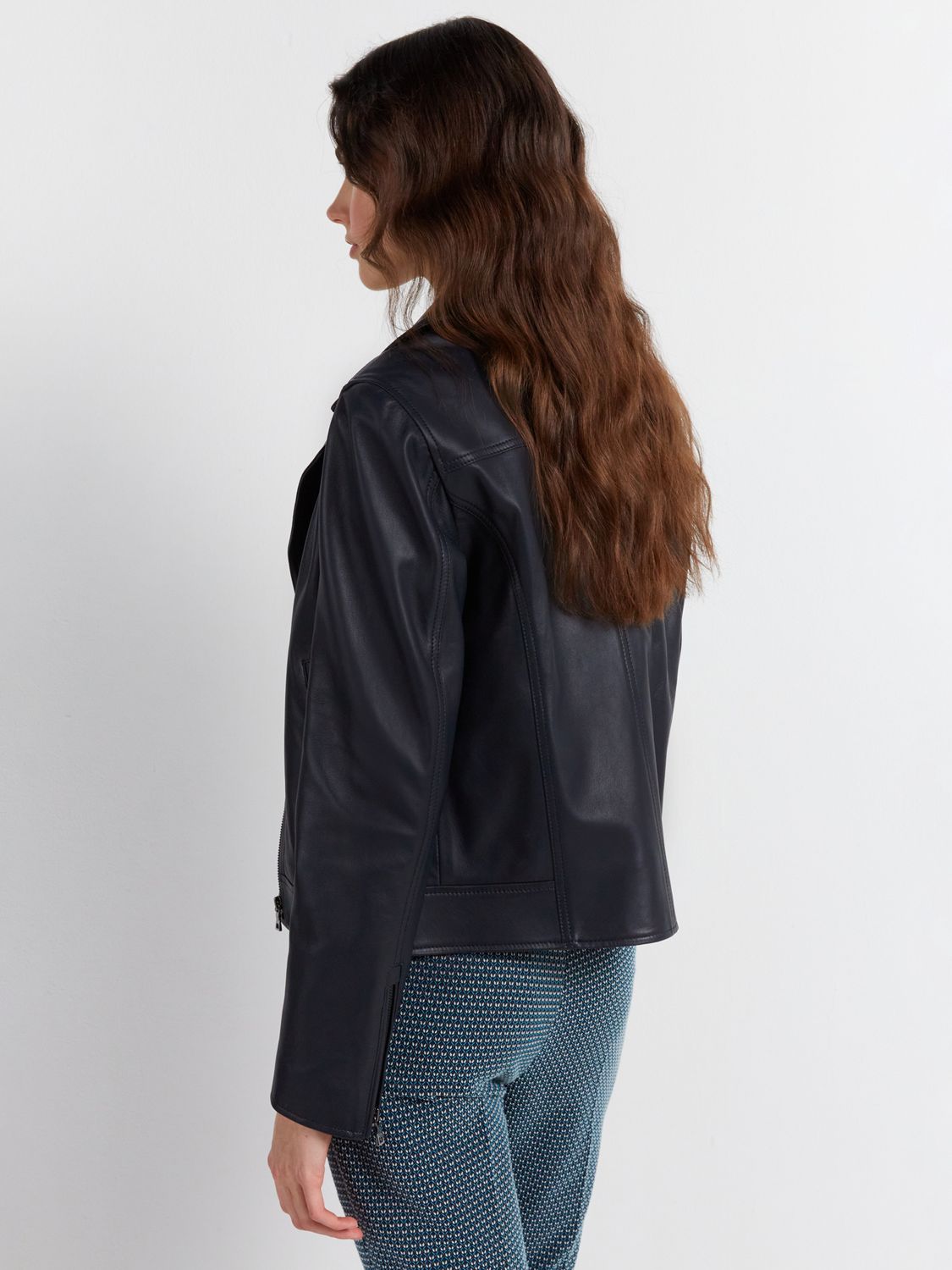 Buy Gerard Darel Maena Leather Jacket, Navy Online at johnlewis.com