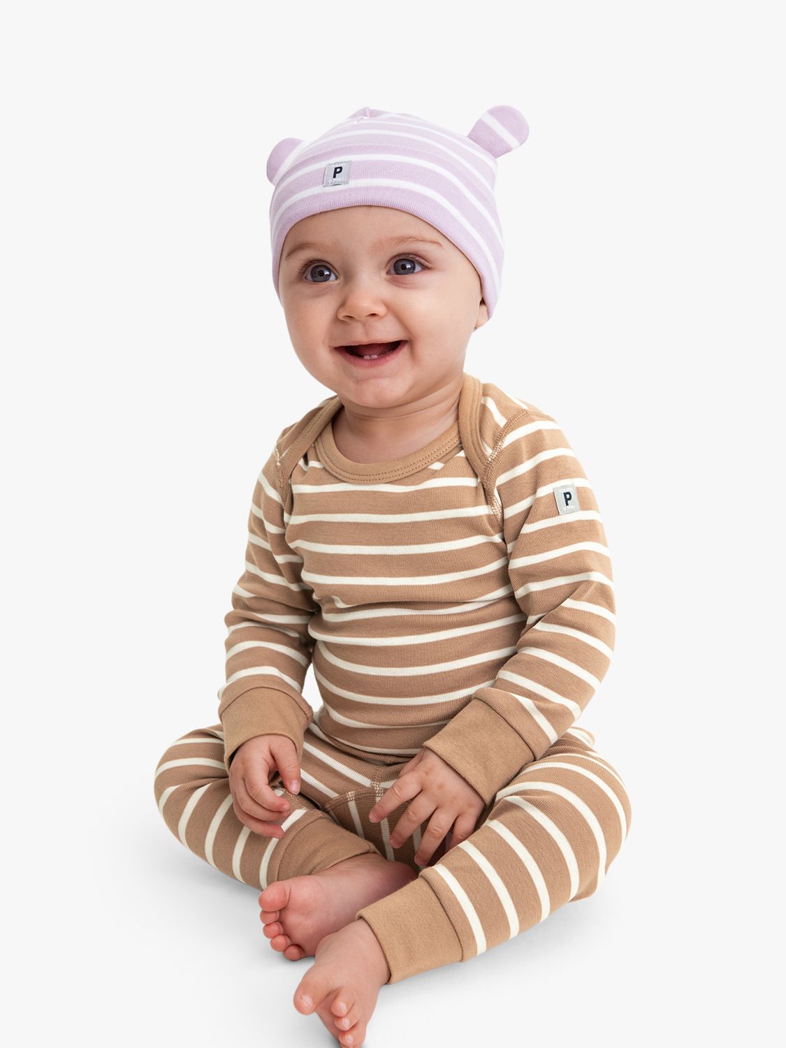 Polarn O Pyret Baby Gots Organic Cotton Stripe Leggings Brown At John Lewis Partners