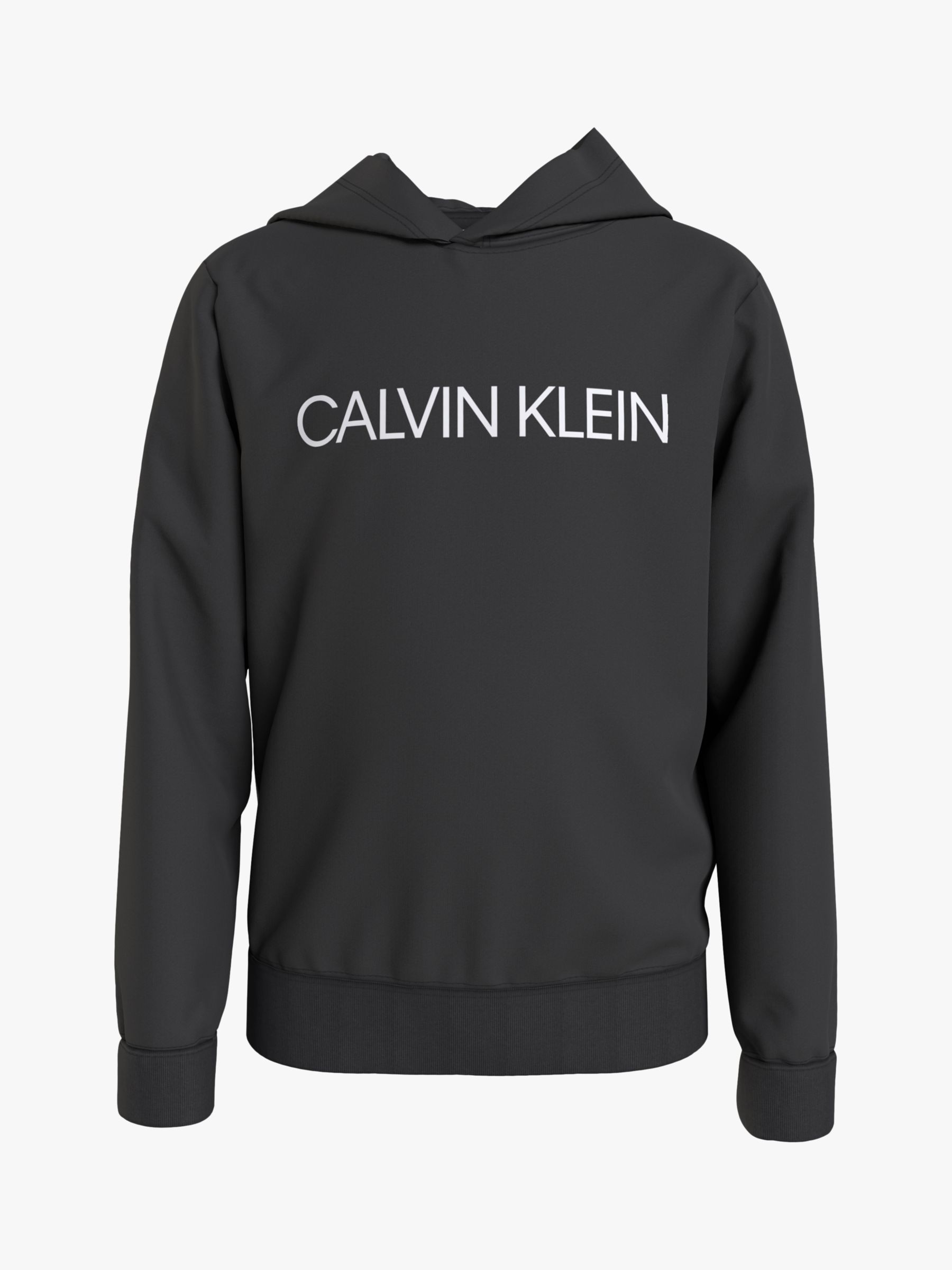 Calvin Klein Kids' Institutional Logo Cotton Hoodie, CK Black, 4 years