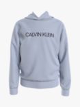 Calvin Klein Kids' Institutional Logo Cotton Hoodie, Light Grey Heather