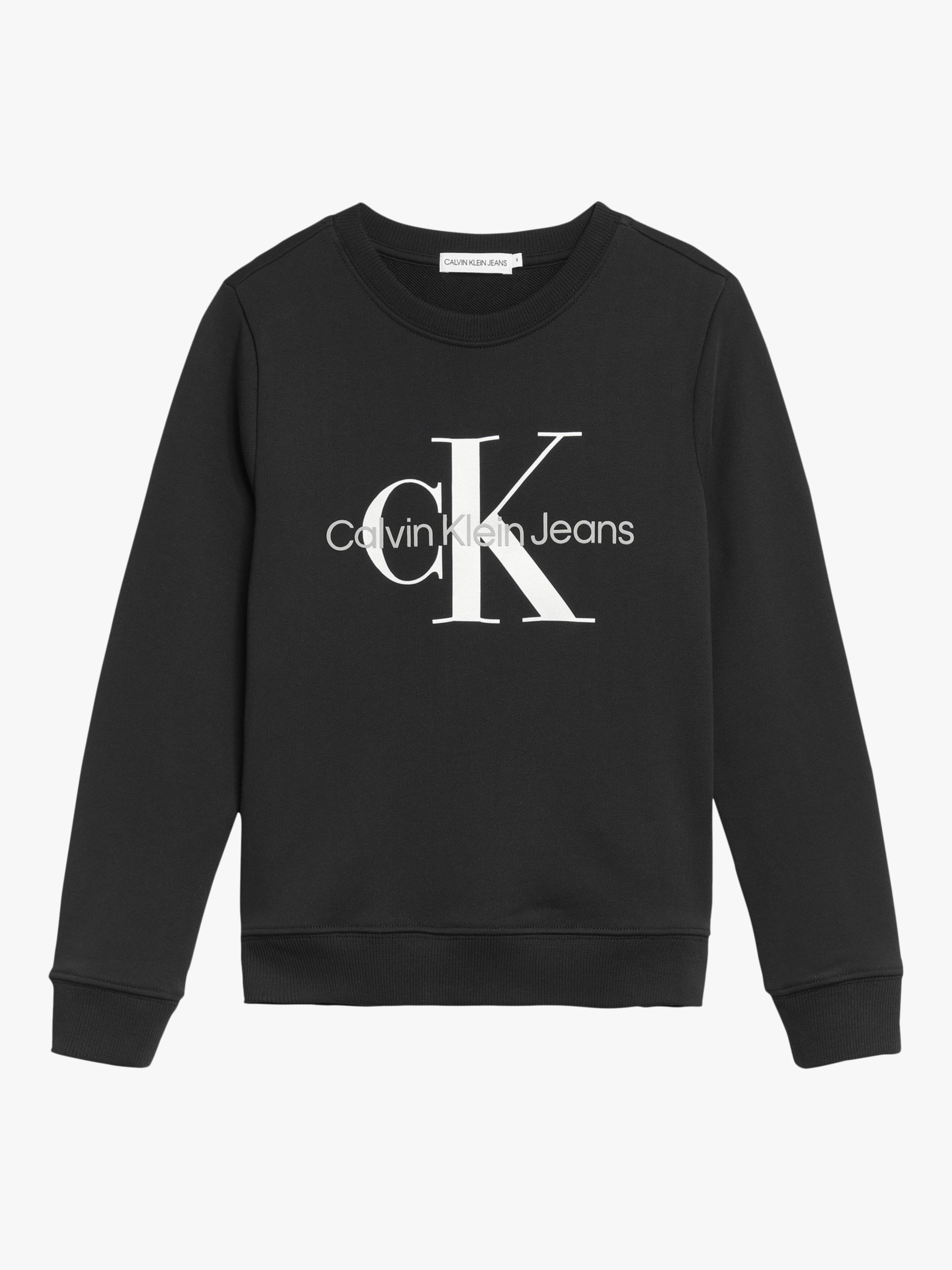 Calvin Klein Kids' Monogram Logo Cotton Sweatshirt, CK Black at John Lewis  & Partners