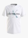 Calvin Klein Kids' Tie Dye Logo Cotton T-Shirt, Bright White