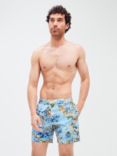 Hartford Hawaii Print Swim Shorts, Blue