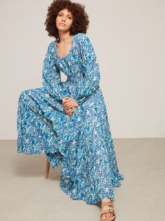 AND/OR La Galeria Elefante Jody Paisley Print Dress, Blue, S-M