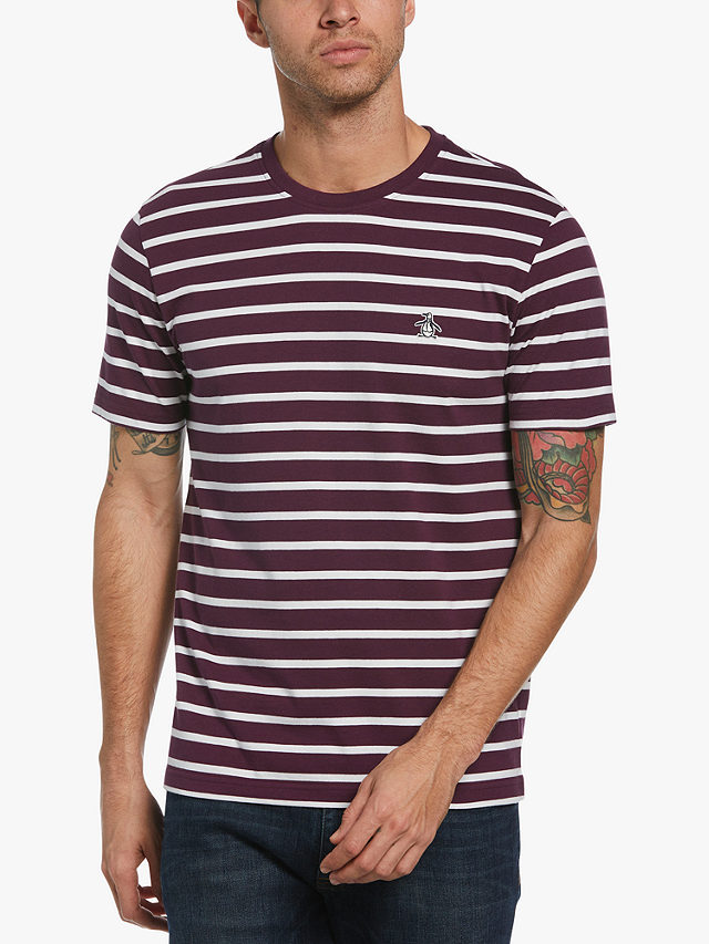 Original Penguin Breton Stripe T-Shirt, Italian Plum, S