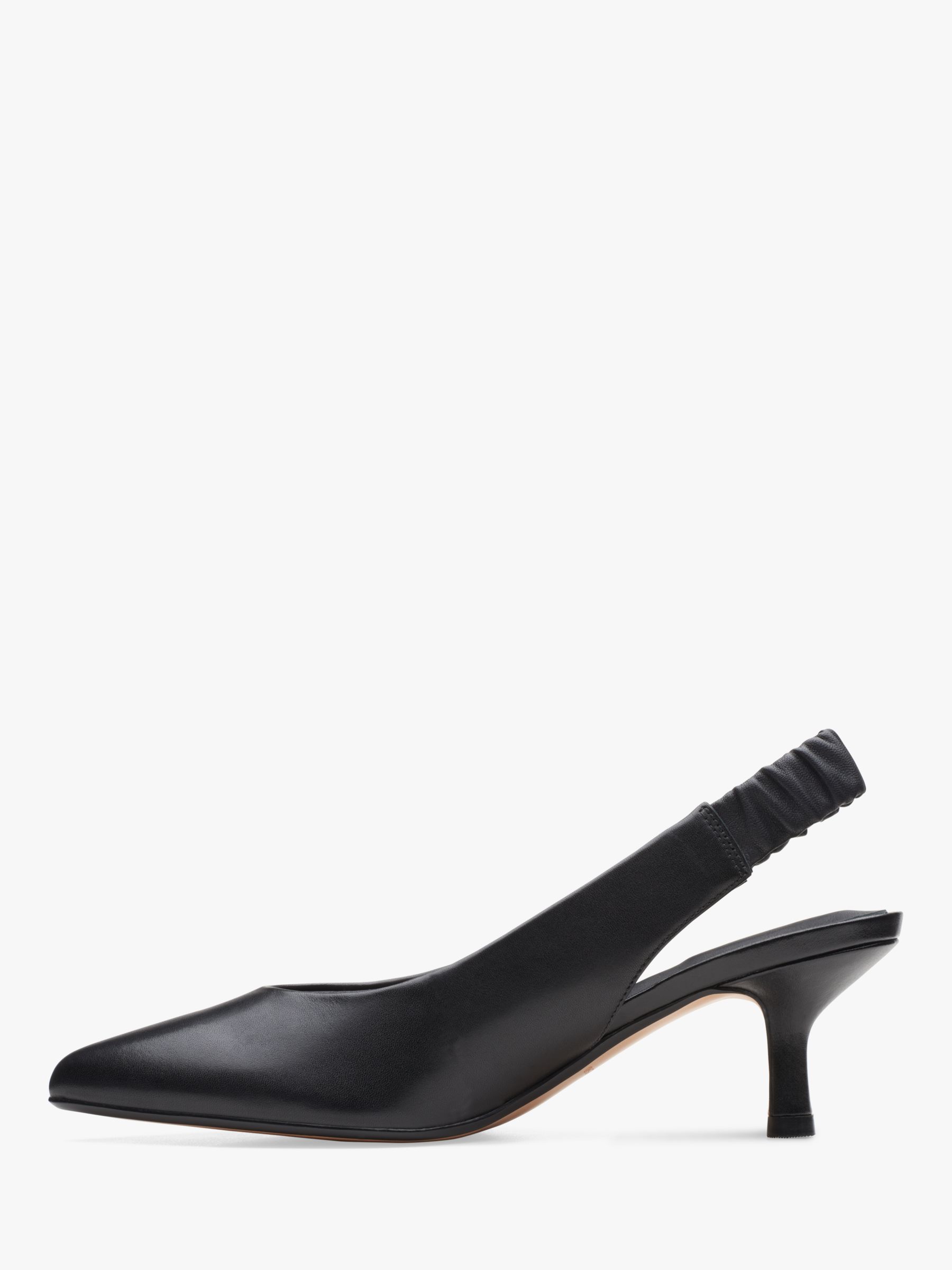 Clarks Violet55 Leather Slingback Court Shoes, Black at John Lewis ...