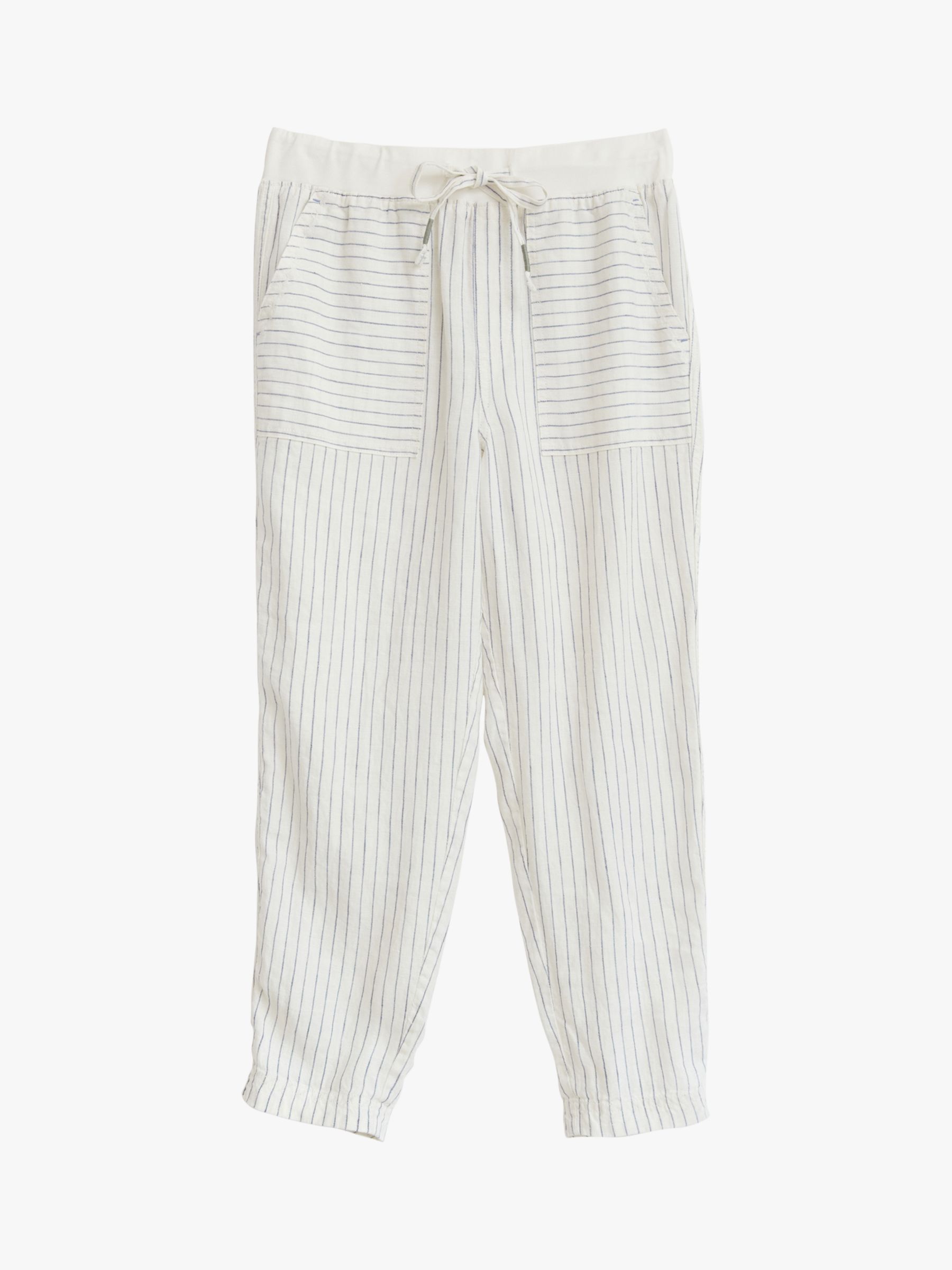 White Stuff Effie Striped Linen Trousers, Ivory/Multi, 8