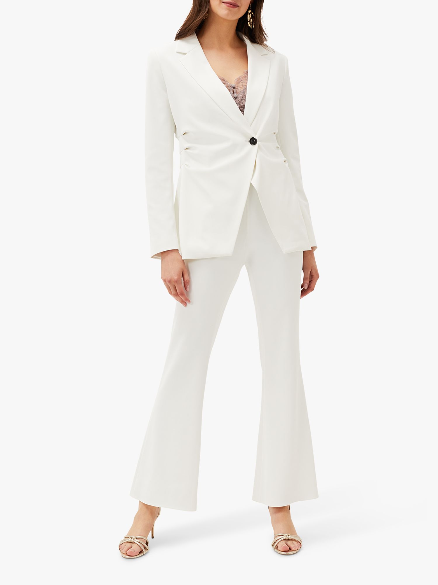 Phase Eight Solange Wide Leg Suit Trousers, Ivory, 10