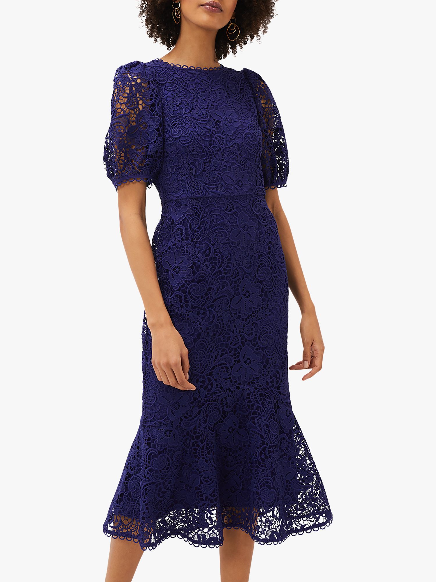 Phase Eight Lidia Guipure Lace Dress, Violet, 6