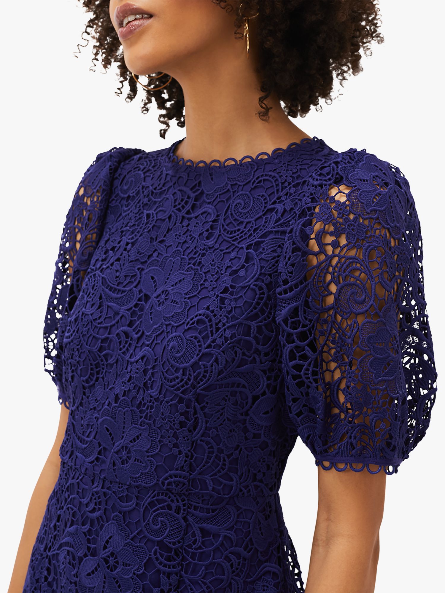 Phase Eight Lidia Guipure Lace Dress, Violet at John Lewis & Partners