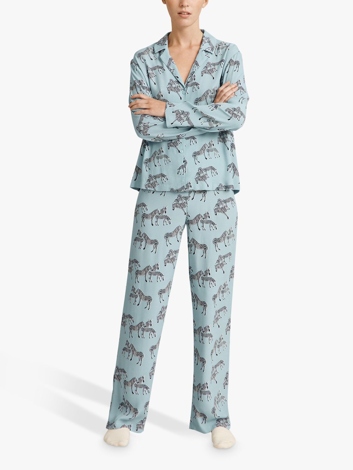 uitzondering vandaag Berri Ghost Lara Zebra Print Pyjama Set, Blue/Multi