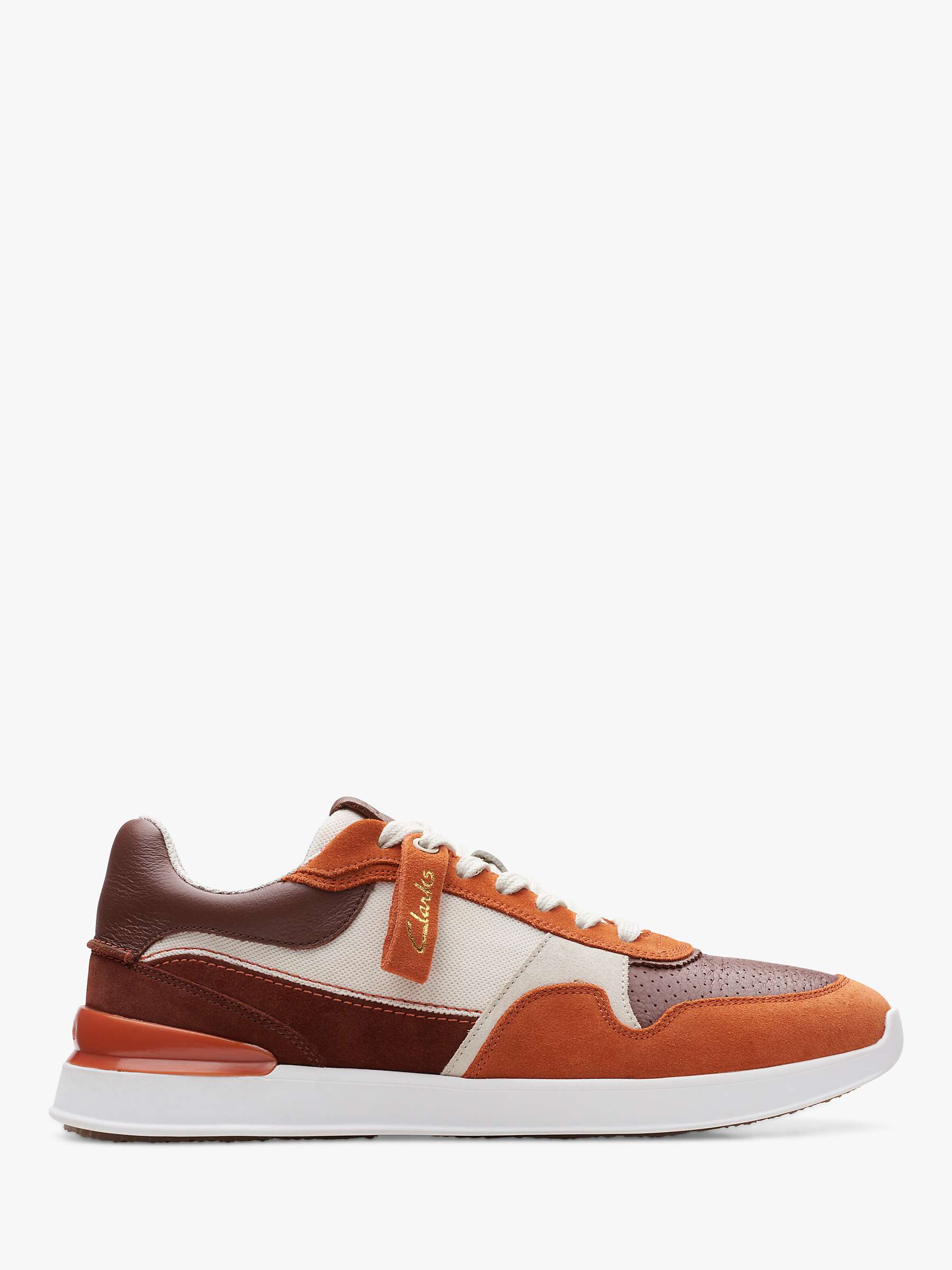 Clarks Race Lite Tor Suede Lace Up Trainers, Rust Combi at John Lewis ...