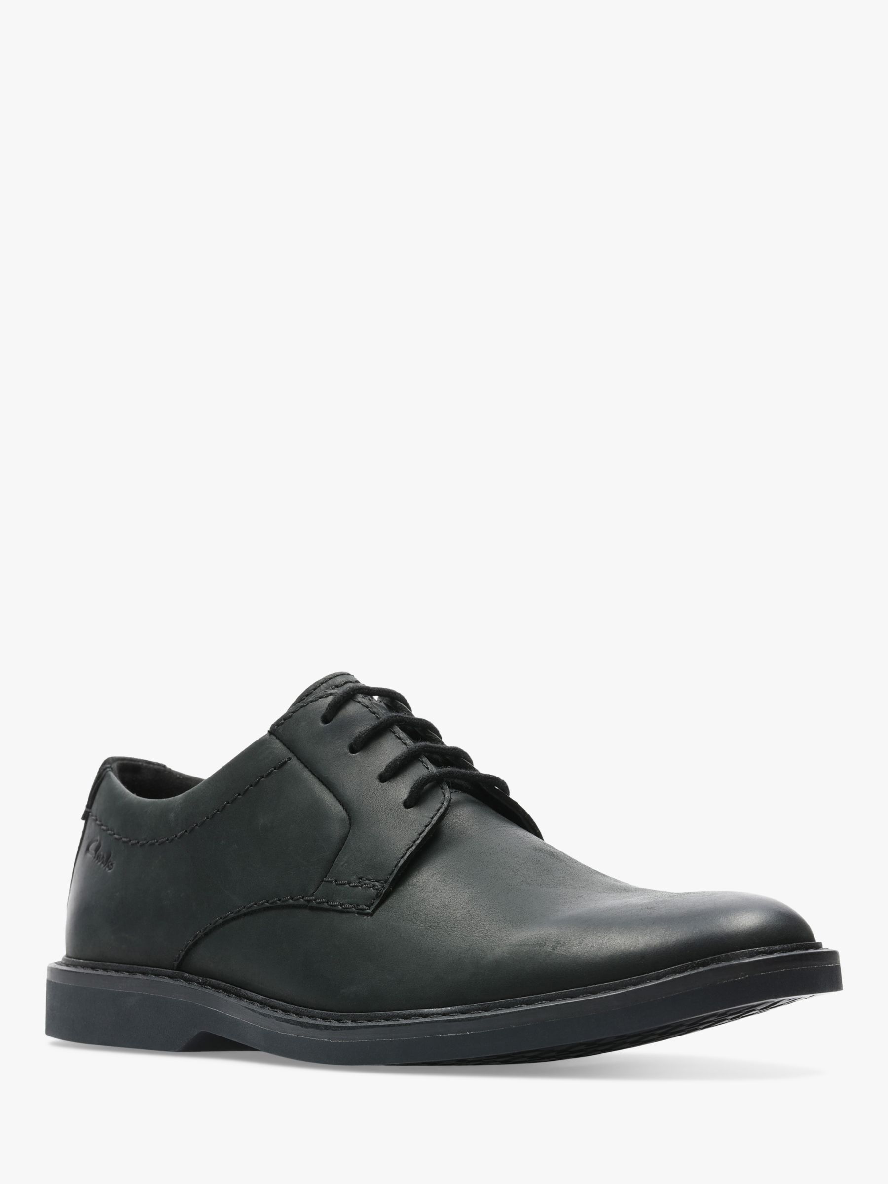 Clarks Atticus Leather Casual Shoes, Black at John Lewis & Partners