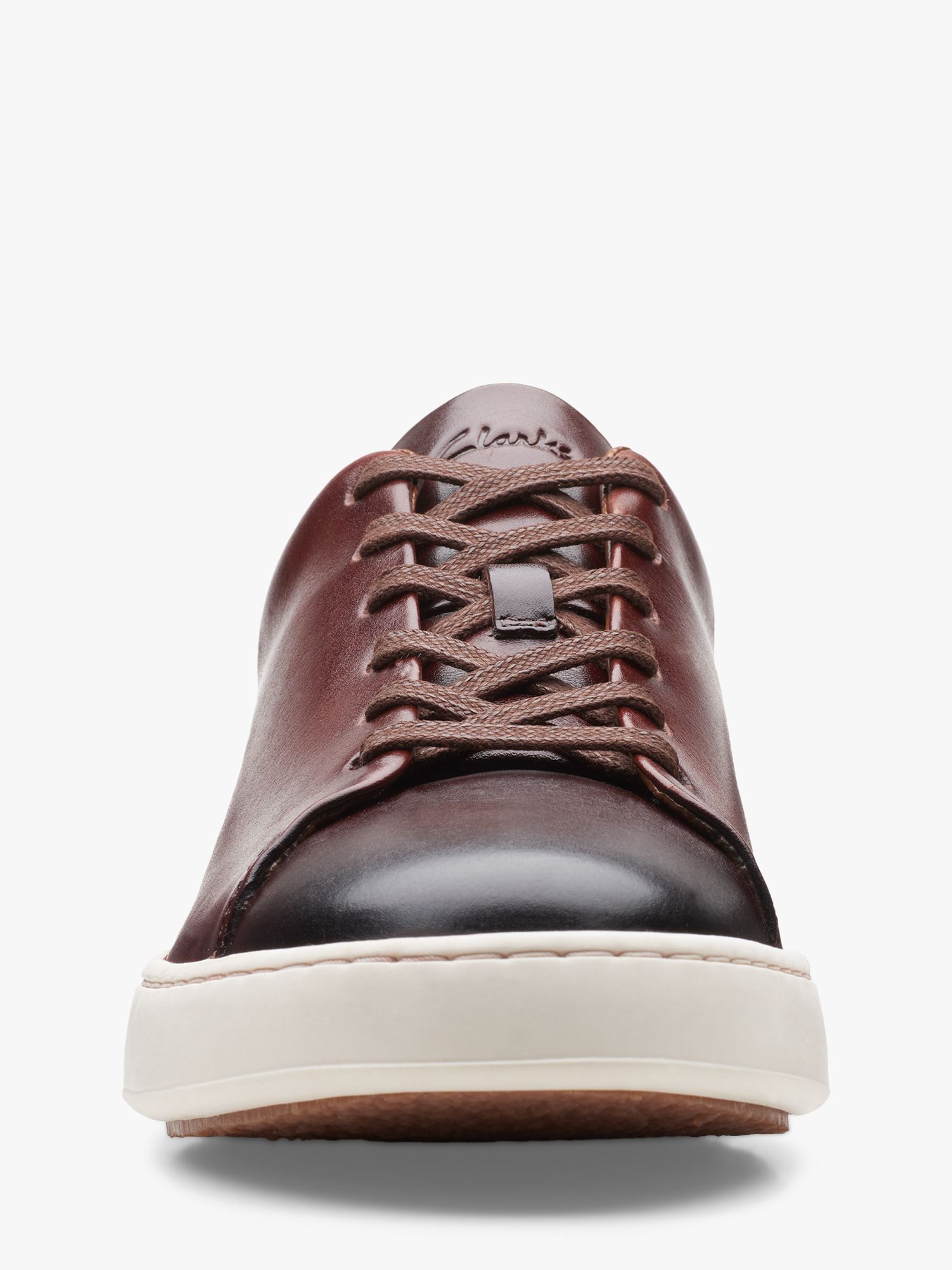 Infectar pakistaní de múltiples fines Clarks Wide Fit CourtLite Lace Up Leather Trainers, Dark Tan at John Lewis  & Partners