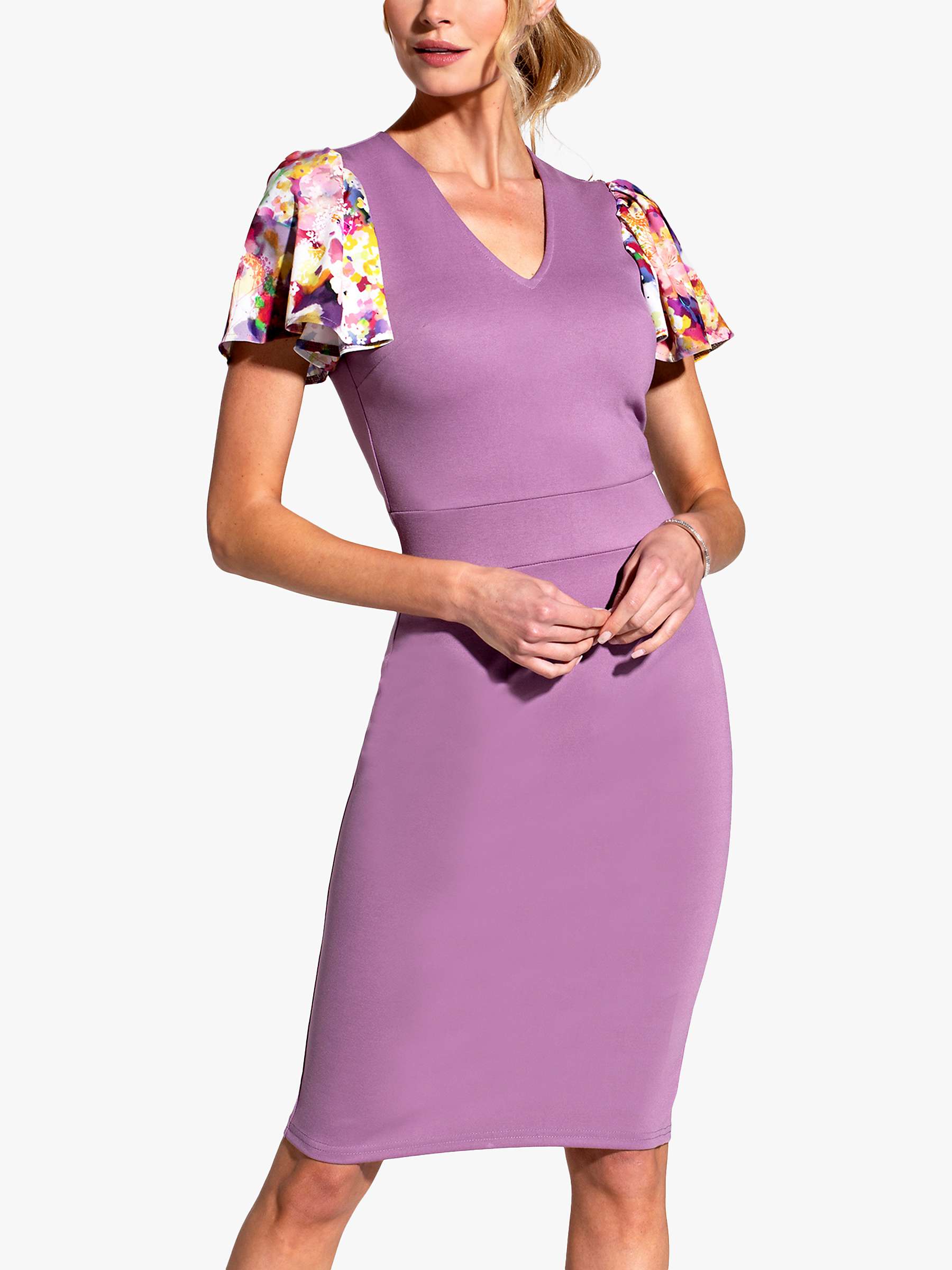 Buy HotSquash Ponte Jersey Floral Knee Length Dress, Grape/Purple Online at johnlewis.com