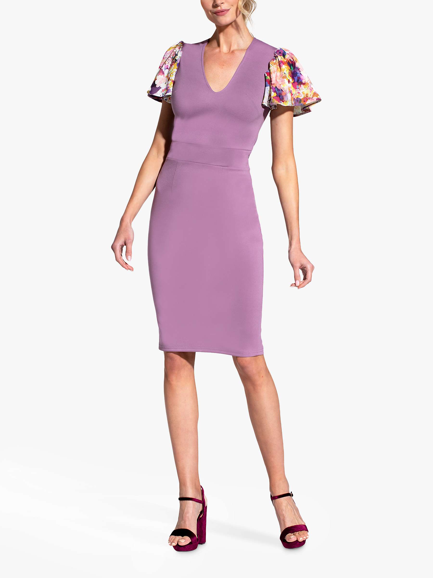 Buy HotSquash Ponte Jersey Floral Knee Length Dress, Grape/Purple Online at johnlewis.com