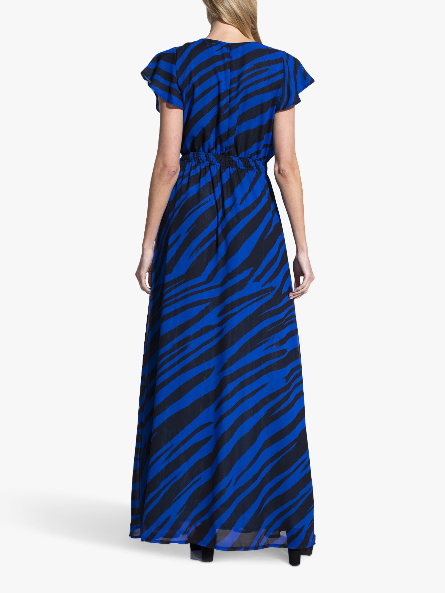 HotSquash Zebra Print Wrap Top Maxi Dress, Blue/Black, 8