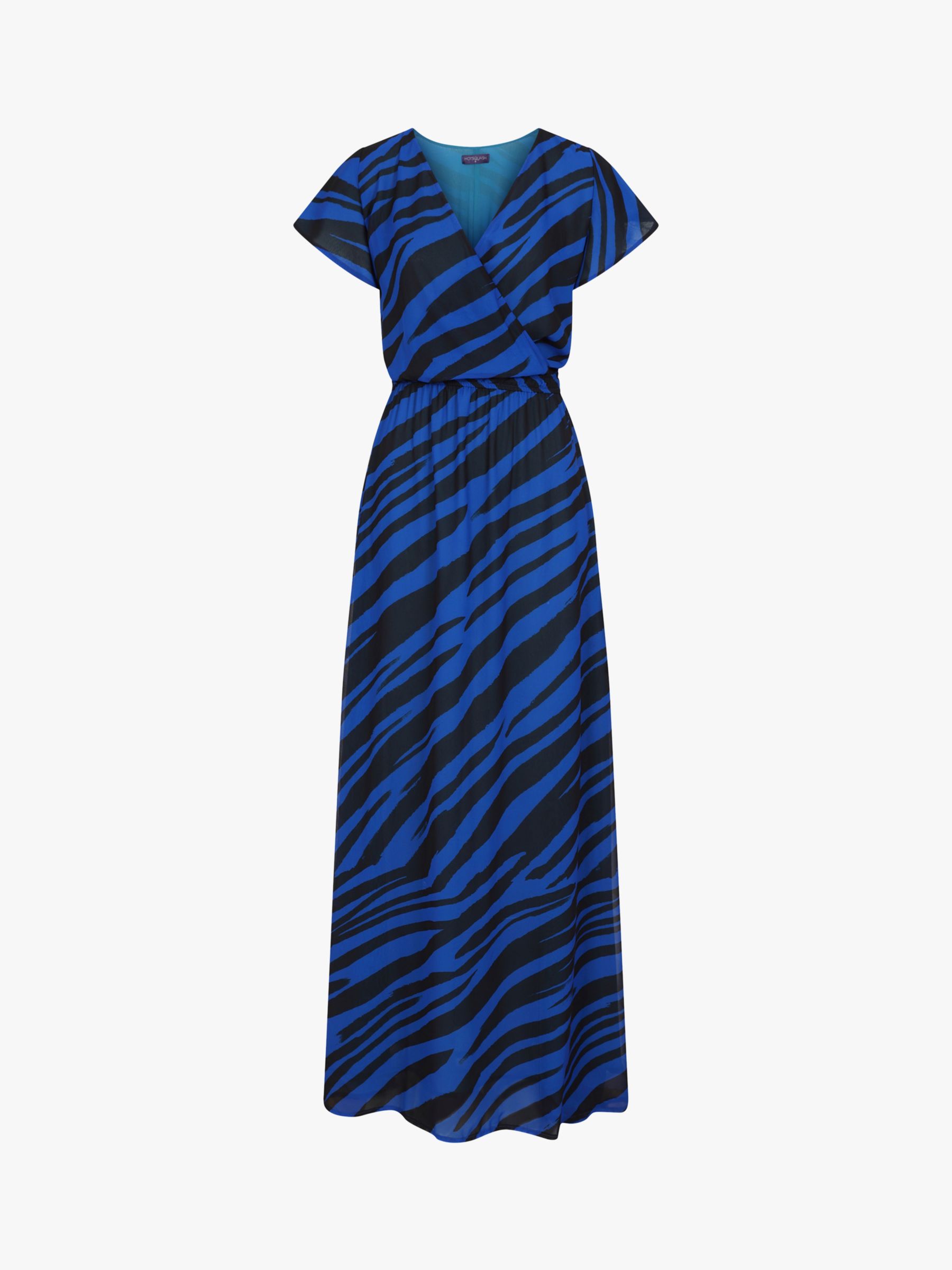 HotSquash Zebra Print Wrap Top Maxi Dress, Blue/Black, 8