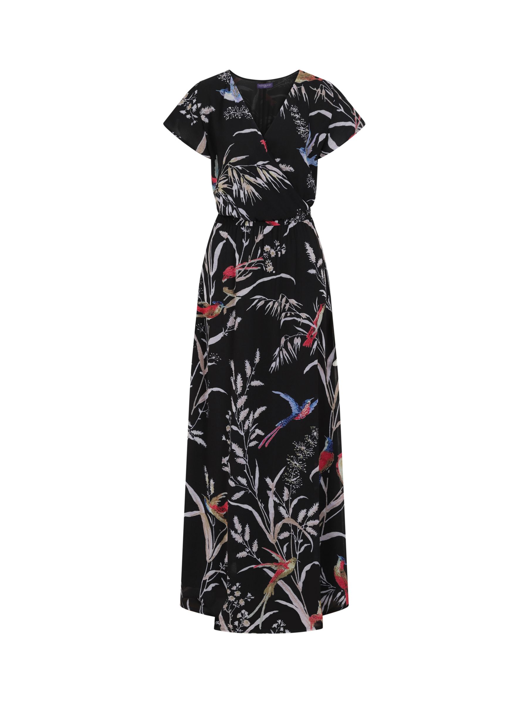 Buy HotSquash Bird Print Wrap Top Maxi Dress, Black/Multi Online at johnlewis.com