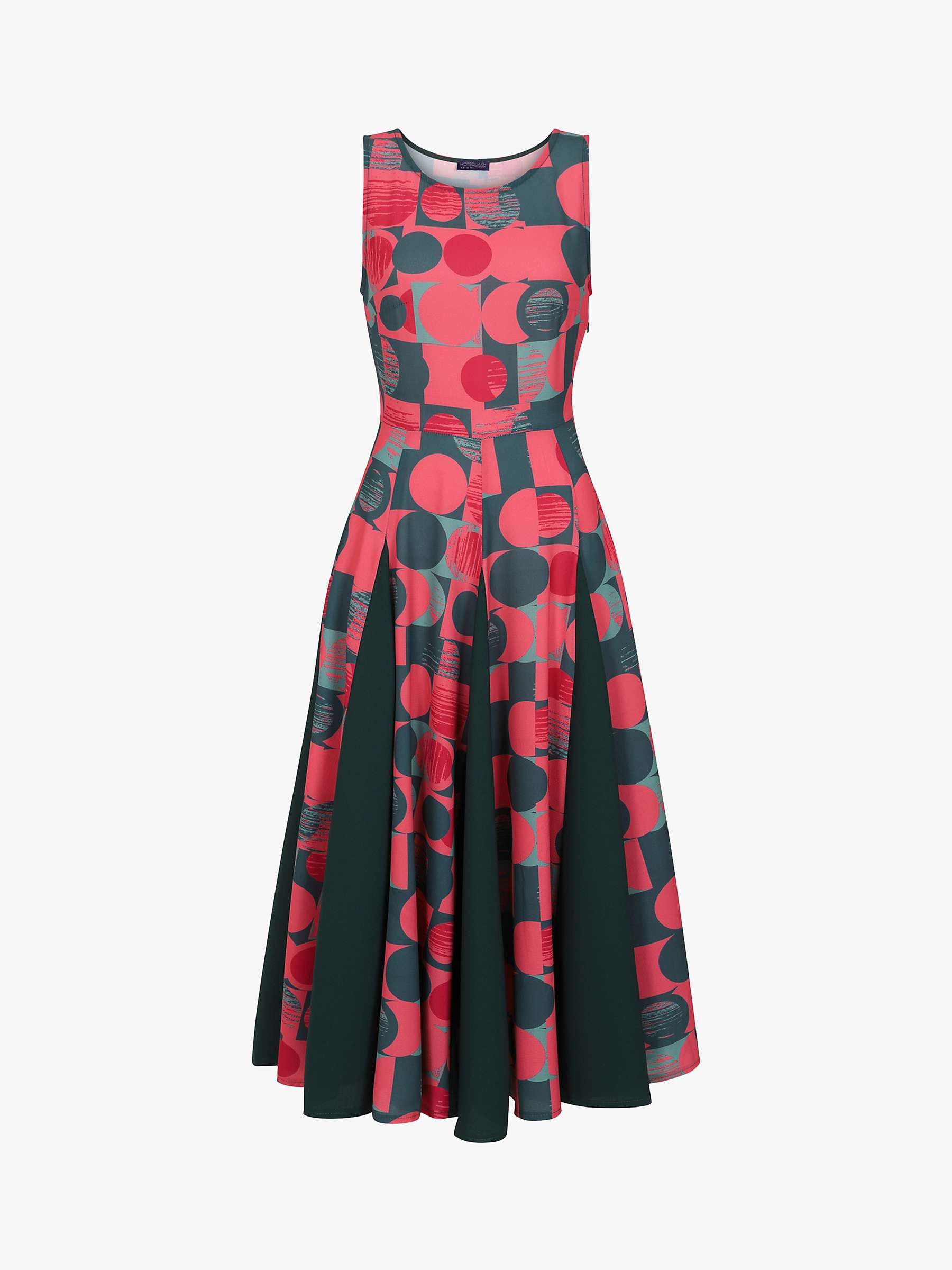 Buy HotSquash Pleated Abstract Midi Dress, Coral/Teal Online at johnlewis.com
