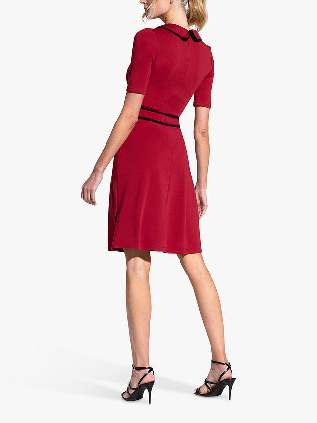 HotSquash Piped Contrast Knee Length Dress, Red/Black