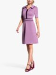 HotSquash Piped Contrast Knee Length Dress, Grape/Damson