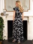 HotSquash Brush Strokes Print Wrap Top Maxi Dress